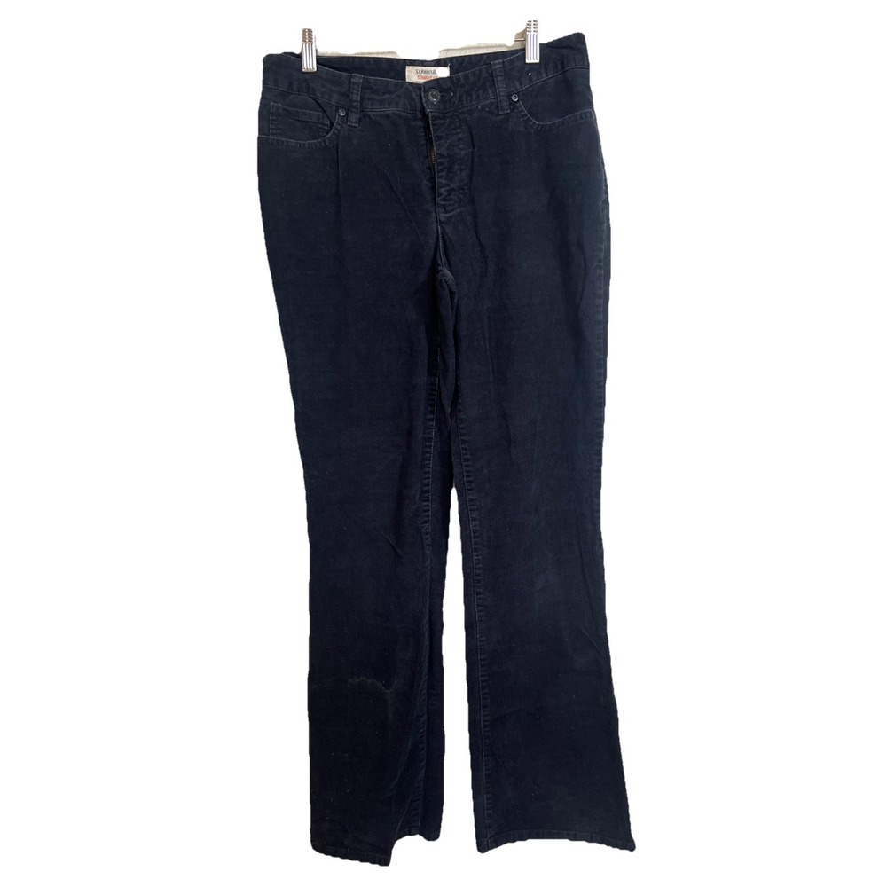 St John's Bay Straight Fit Secretly‎ Slender Boot Cut Black Corduroys Sz 8